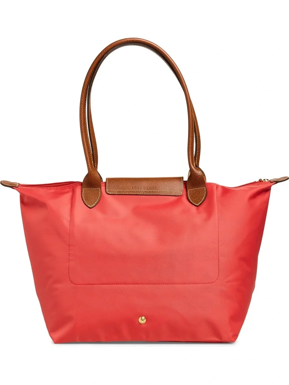 Longchamp Coral Tote with Brown Leather Trim